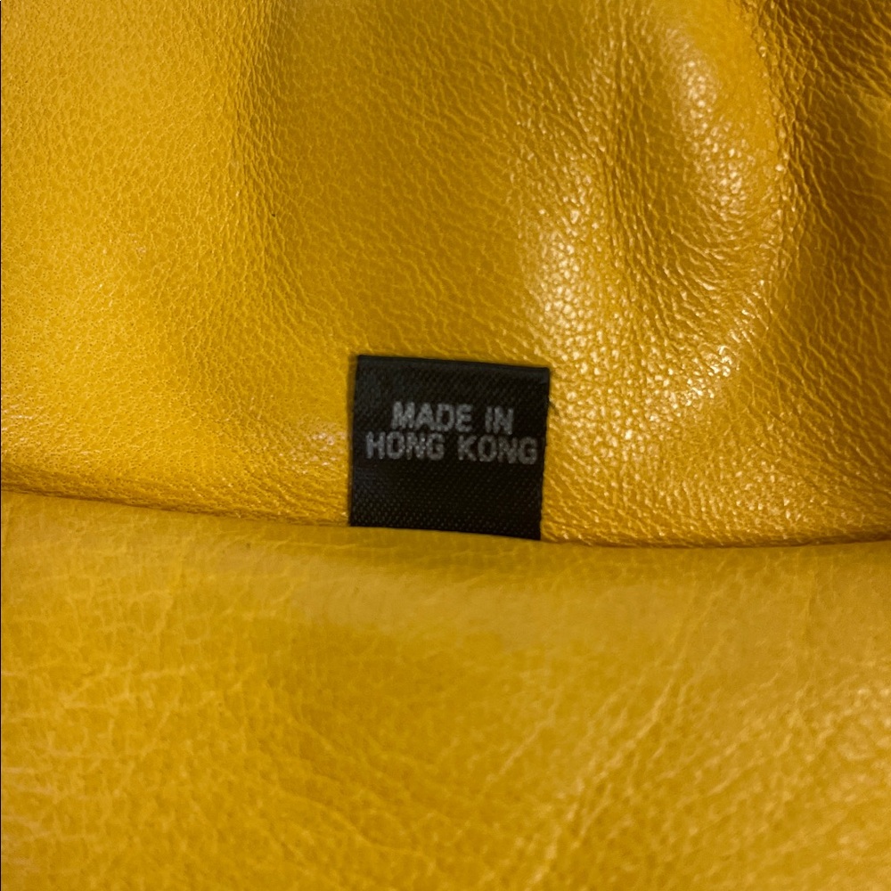 Michael Hoban Yellow Leather Vintage Puffer Jacket - Sz M - Picture 4 of 12